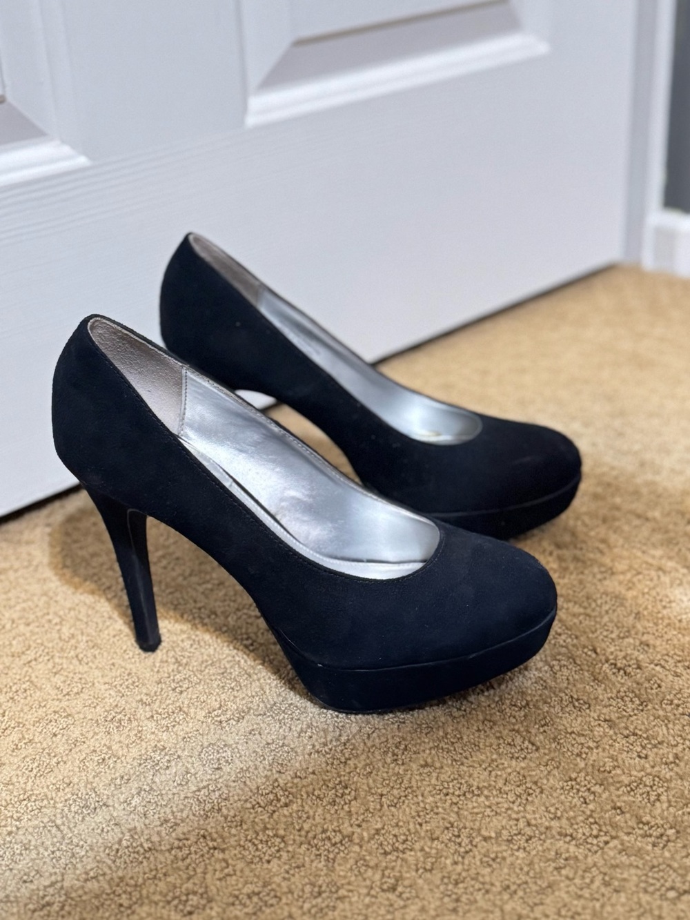 Black Suede Platform Pumps Heels|Size 8.5